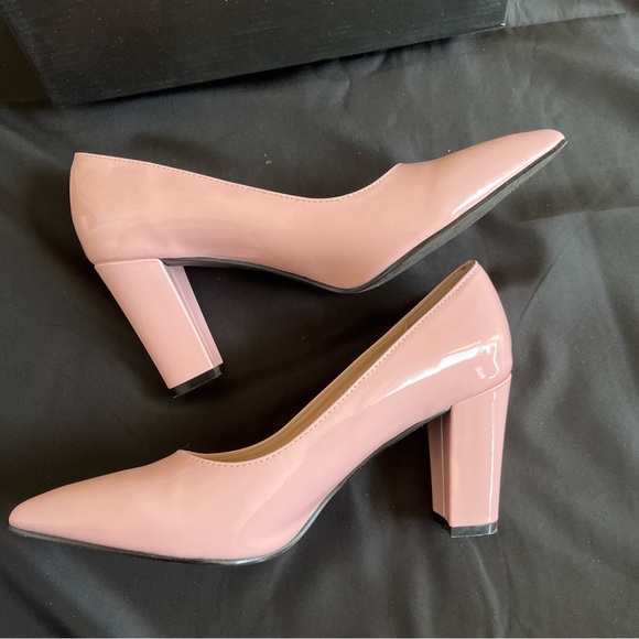 Nasty Gal Anaiya Baby Pink Pointed Toe Heels. Faux Patent - Picture 7 of 10